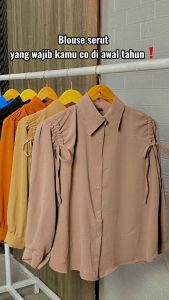 Kemeja kerut bahu crinkle airflow / Blouse kemeja wanita crinkle / Atasan crinkle dewasa terbaru