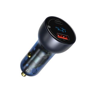 BASEUS | Baseus 65W PPS Car Charger USB Type C Dual Port PD QC Fast Charging For Laptop Translucent Car Phone Charger For iPhone