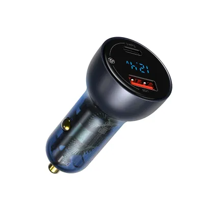 BASEUS | Baseus 65W PPS Car Charger USB Type C Dual Port PD QC Fast Charging For Laptop Translucent Car Phone Charger For iPhone