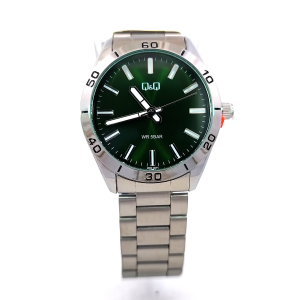 Q&Q Q86B-003PY Emerald Green Mens Sporty Stainless Steel Watch