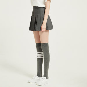 TB Spring Autumn Four Bars Mid-Calf Socks Knee-High Long Tube Socks Grey Base Layer Pants Japanese Style JK Over-Knee Socks