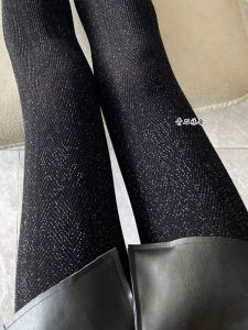 ถุงน่องสีเงินลายทางทันสมัย ​​ฤดูใบไม้ผลิและฤดูใบไม้ร่วง ​​ถุงน่องผู้หญิง ​​ความยาวปกติ ​​เนื้อผ้าไนลอน ​​ถุงน่องลำลอง ​​กระโปรงทรงเอ