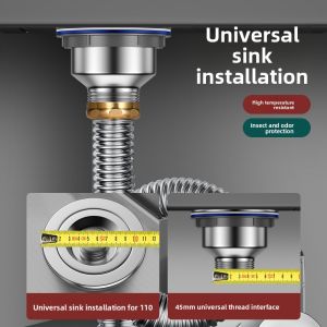 MONLEYTA | Stainless Steel Kitchen Sink Drain Pipe Set Old Style Vegetable Washing Basin Drainage Accessories Complete Manleyta Brand