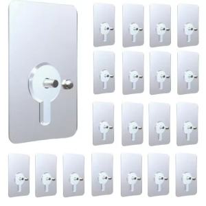 20Pcs Screw Wall Hooks Self Adhesive Hangers Seamless Nail Screw Free Sticker Hook for Wall Mount Kitchen Bathroom Home Office