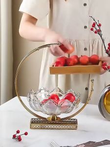 Mangkuk Buah Mangkok Kaca Golden Moon Glass Fruit Candy Bowl Dessert Table