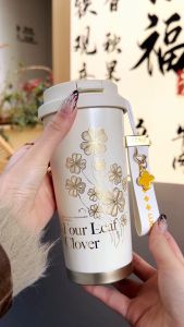 GERM Clover Coffee Cup 500ml S31603 Stainless Steel Thermos Bottle Leakproof Water Bottle Tumbler