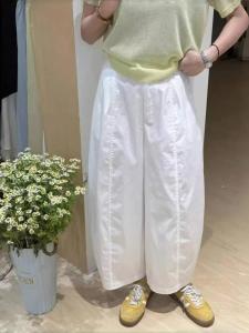 กางเกงขายาวทรงหลวมเอวสูงสไตล์เกาหลีสำหรับผู้หญิงในช่วงฤดูร้อน กางเกงขายาวทรงหลวมบาง 9 ฟุต ทรงหล่อ เอวสูง กางเกงขายาวทรงหลวม