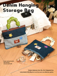 High Aesthetic Value Large Capacity Denim Cosmetic Bag Portable Toiletry Organizer Casual Chic Storage Bag for Women