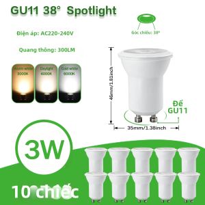 10 Chiếc 3W MR11 GU11 Bóng Đèn LED 220V GU10 GU4 GU5.3 Bi-Pin Đèn Pha Tiết Kiệm Năng Lượng Trong Nhà Chiếu Sáng Gia Đình Bóng Đèn Halogen Thay Thế