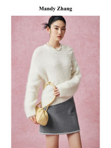 French Lazy Style Glittery Alpaca Wool Sweater