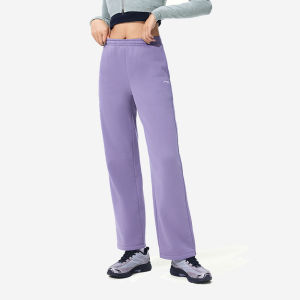 Li-Ning Womens Fitness Running Trousers Winter Fleece Lined Reflective Slim Straight Knitted Sports Pants Casual Wear