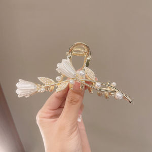 New Koreas New Tulip Flower Catch Clip Hair Claw Female Ponytail Shark Clip Girl Retro Hair Accessories Hair Accessories