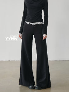 High Waist Flared Casual Pants Womens Loose Elastic Versatile Drapey Floor-Length Trousers Autumn New Style Casual Pants