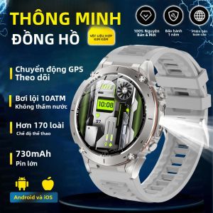 Đồng Hồ Thông Minh Quân Sự Màn Hình AMOLED 1.43 Inch GPS Cuộc Gọi Bluetooth La Bàn Ngoài Trời Đèn Pin LED Theo Dõi Sức Khỏe Đồng Hồ Thông Minh Thể Thao Dành Cho Android iOS