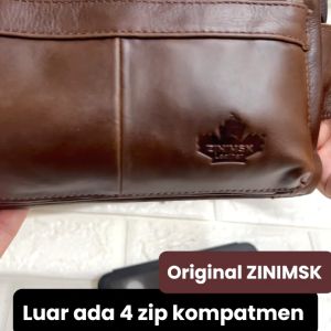 Ready Stock!! ZINIMSK 100% Cow Leather Business Men Waist Bag Pouch Bag Chest Bag ZZNICK