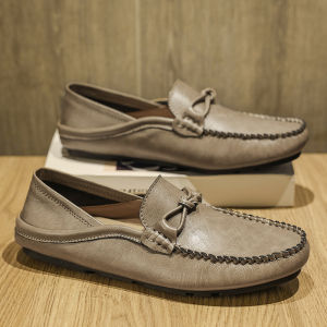 Mens 2025 New Autumn Genuine Leather Breathable Lazy One-Step Business Casual Loafers Comfortable round Toe Rubber Outsole