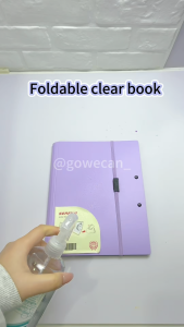 A4/Long Foldable Loose Leaf Clear Book Binder with Plastic Sleeves A5 Pocket Document Organizer