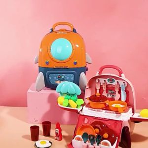 เล่นเด็ก บ้านครัว ชุดทำอาหารเด็ก จำลอง เครื่องครัว กระเป๋า พายหลัง 33 ชิ้น