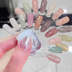 0.5g/Jar Plating Aurora Chrome Nail Powder High-Gloss Moonlight Mirror Glitter Pigment Shiny White Pearl Rubbing Manicure Dust