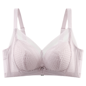 MiiOW | Womens Silk Lingerie Breathable Comfortable Thin Lace Bra Prevents Sagging Gathered Underwear Fixed Strap Three Quarter Cup V Neck