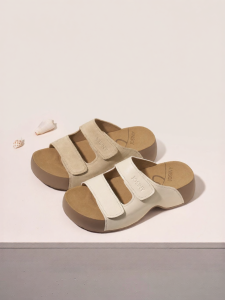 Josiny | Leather Beach Sandals For Women Thick Bottom Magic Tape