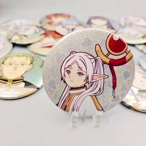 Bandai | Frieren Beyond Journey s End Anime Badge 75mm Pet Silver Holographic Mirror Surface Collectible Pin Double Flash Merchandise