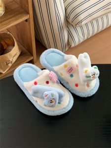 XIXITIAO | Anti-slip Blue and White Cat Pattern Cotton Slippers