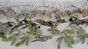 Artificial Christmas Garland Wreaths Pine Needles Berry Cone Rattan Home Party Decoration Hanging Ornament Fireplace Wall Decor
