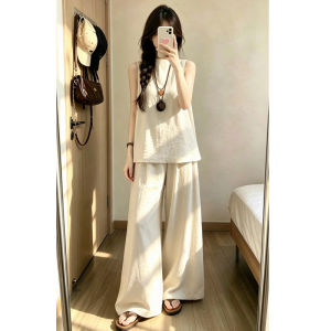 Ge·an·fei | OOTD Fashionable Sleeveless Top and Wide Leg Pants Set