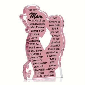 1/2pcs Acrylic Plaque Sign Mothers Day Gift From Daughter Heartfelt Mom Gift From Son Pink Acrylic Desk Decor Mom Birthday Gift