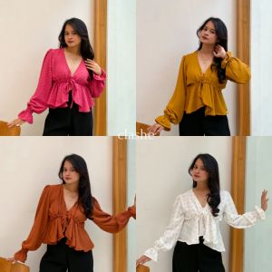 Baju Blouse Wanita Atasan Lengan Panjang Uragiri Anti Lecek Korean Style Kekinian Terbaru Ootd Fenny Top by Clashe