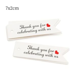 100TAG+20M string 7X2/4X2 cm white kraft paper handmade hang card