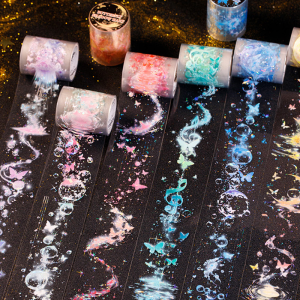 มิสเตอร์เปเปอร์ เทปตกแต่งลายผีเสื้อ 200 ซม./ม้วน ซีรีส์เปลือกหอยเรืองแสง สำหรับตกแต่งสมุดบันทึก ปฏิทิน กรอบรูป แก้วน้ำ วัสดุทำสมุดไดอารี่ สติ๊กเกอร์