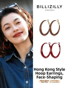 BILLI ZILLY | Retro Red Large Circle Earrings for Round Faces