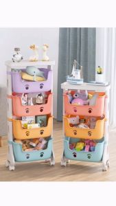 ชั้นวางของพลาสติก ชั้นวางของเล่นมีล้อ ชั้นการ์ตูนน่ารัก ชั้นเก็บของ สีพาทเทล ล้อหมุนได้ 360 องศา 2 3 4 ชั้น พร้อมส่ง DY
