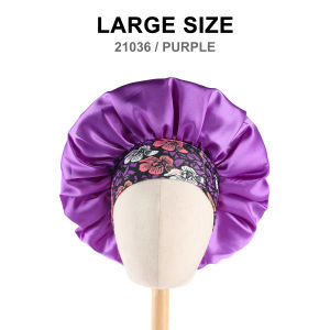 Womens Fashion Bonnet Flower Printed Hair Hat with Wide Edge Elastic Silk Smooth Satin Face for Daily Home Sleep Hat