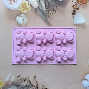 6-cavity bear shaped silicone cake baking tray suitable for bread brownie pancakescake molds DIY non stick baking molds