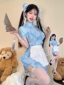 New Chinese Style Cheongsam Dress Halloween Christmas Cosplay Uniform Soft Girl Maid Skirt Short Cheongsam Daily Wear