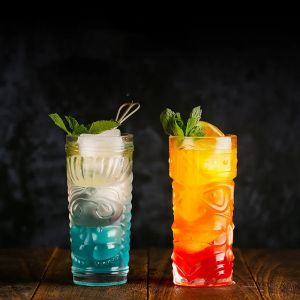 Creative Shaman Totem Face Tiki Bar Glass Wine Cocktail Glasses Whiskey Cup Beer Cup Juice Cup Thicken Bar Cooler Clear Tumblers