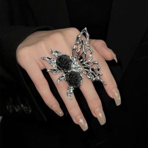 FENGFULUSHAN | Halloween Rose Butterfly Adjustable Open Ring