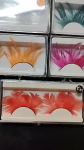 Halloween Exaggerated Eyelashes Creative Stage Makeup Long-Density Colorful Feathers False Eyelash