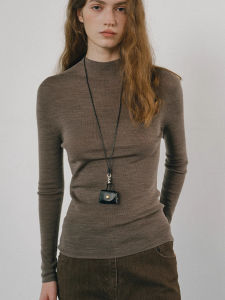 chaqi | Spring Autumn Long Sleeve Half High Collar Inner Wear Elegant Tight Knit Sweater