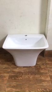 CHẬU RỬA MẶTLAVABO LIỀN CHÂN TREO TƯỜNG GROVES CLCV-V (Chậu + bộ xả) (không bao gồm vòi ạ)