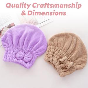 Solid Color Dry Hair Cap With Bow Thickened Coral Velvet Super Absorbent Dry Hair Towel Quick-drying Headband Shower Cap