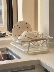 LIKHA Kitchen Dish Rack Plate Cup Storage Organizer With Removable Drain Tray