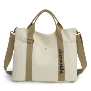 GStar Minimalist Elegant Canvas Tote Bag Japanese Style Women Shoulder Bag Commuter Thickened Literary College Student Handbag Student Bag Notebook School Bag Multi-functional Large Capacity Messenger Bag