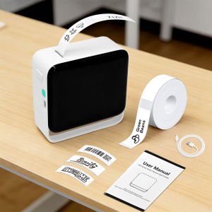 Label Maker Sticker Printer Wireless Label Printer with One Roll of Paper Easy to Use.