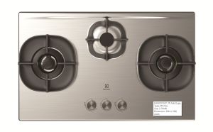 Electrolux EHG8351SCP 82cm UltimateTaste 500 Built-in Gas Hob (PUB) With 3 Cooking Zones with 2 Years Warranty