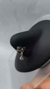 Women Fashion 20 Gauge L-Shaped Nose Ring Sparkling CZ Butterfly Design Piercing Accessory 2 Colors Optional