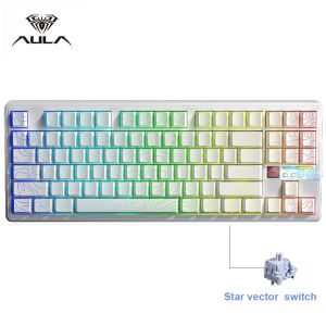 AULA | AULA F87 Pro V2 E-Sports Mechanical Keyboard 2.4g/Usb/Bluetooth Hot-Swap RGB Long Battery Life Custom Gasket 5 Layer PC Gaming
